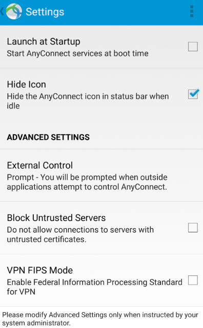 screenshot of Cisco AnyConnect